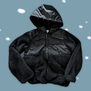 NWOT Black Sherpa Like Hooded Jacket From Old Navy